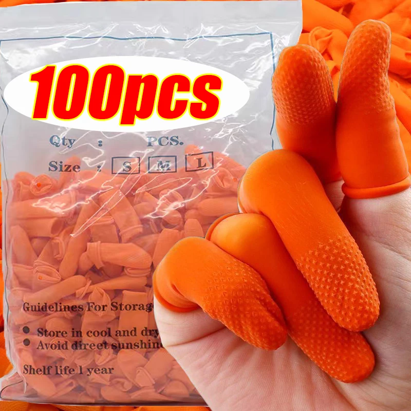 Rubber Glove Cleaning - S/M/L ทิ้งนิ้วมือ Anti-Static ปลายนิ้วถุงมือป้องกันยางบ้านลื่นเครื่องมือทําความสะอาดอุตสาหกรรม Finges COTS