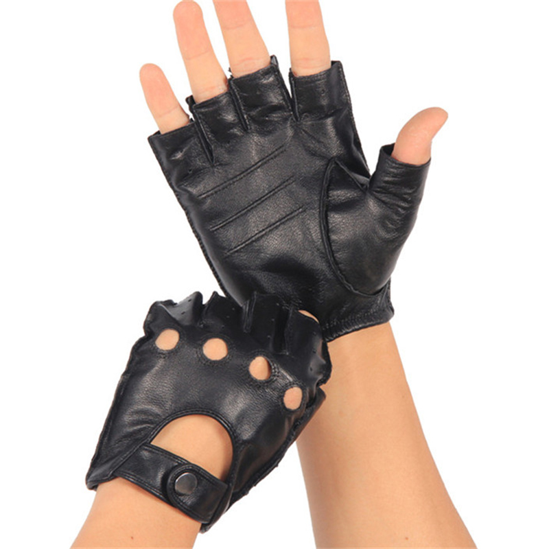 Leather Driving Glove - คุณภาพสูงของแท้หนัง Semi-Finger ถุงมือชายบาง Non-SLIP Breathable ขับรถ