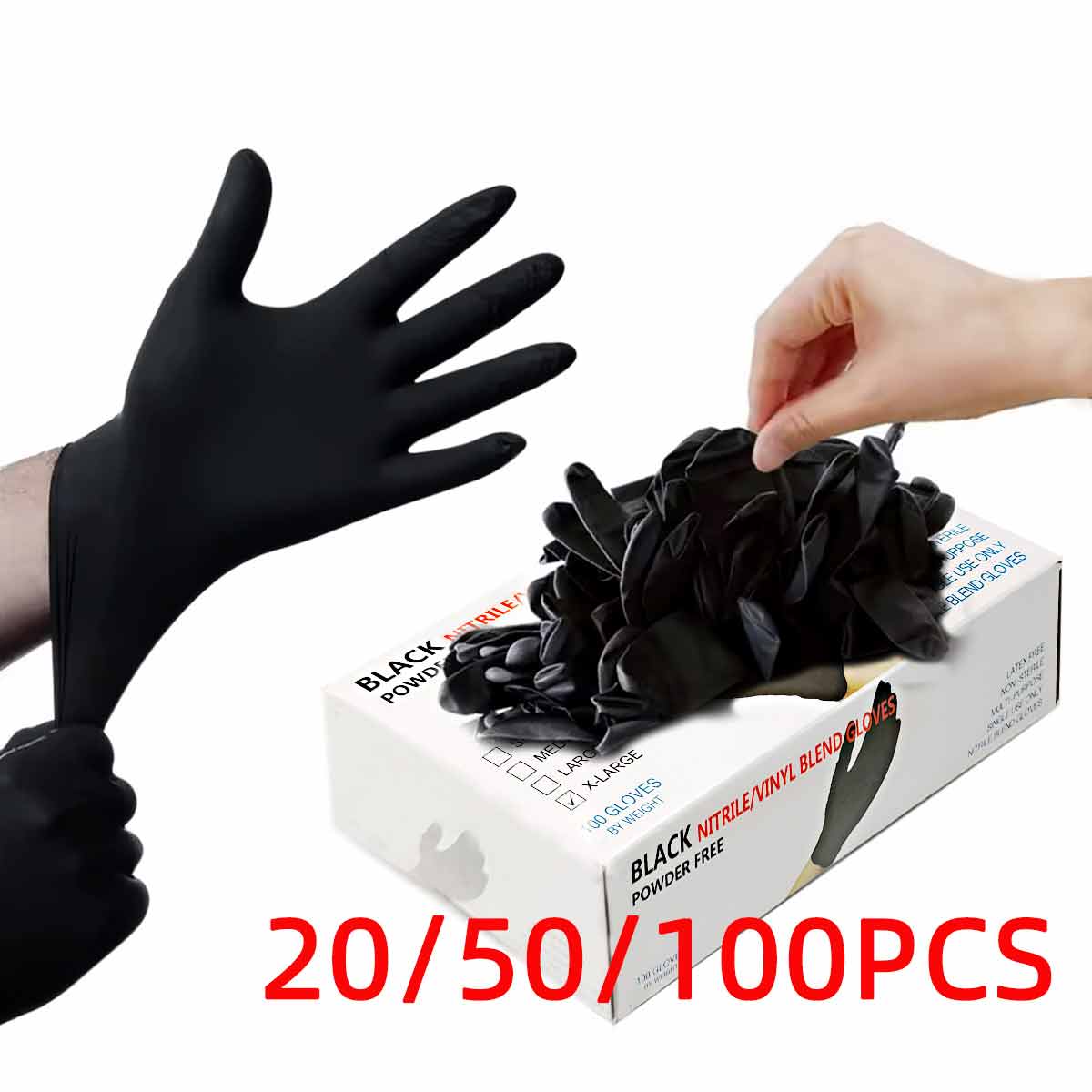 20/50/100 ชิ้นถุงมือไวนิลสีดำถ - Rubber Glove Cleaning บทวิจารณ์และราคา
